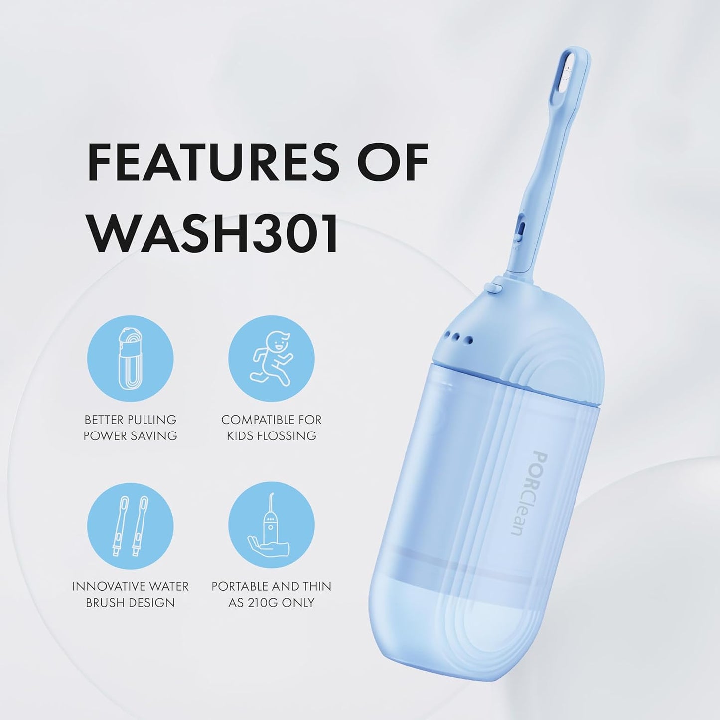 PORClean WASH 301 PRO Rechargeable & waterProof Dental Flosser