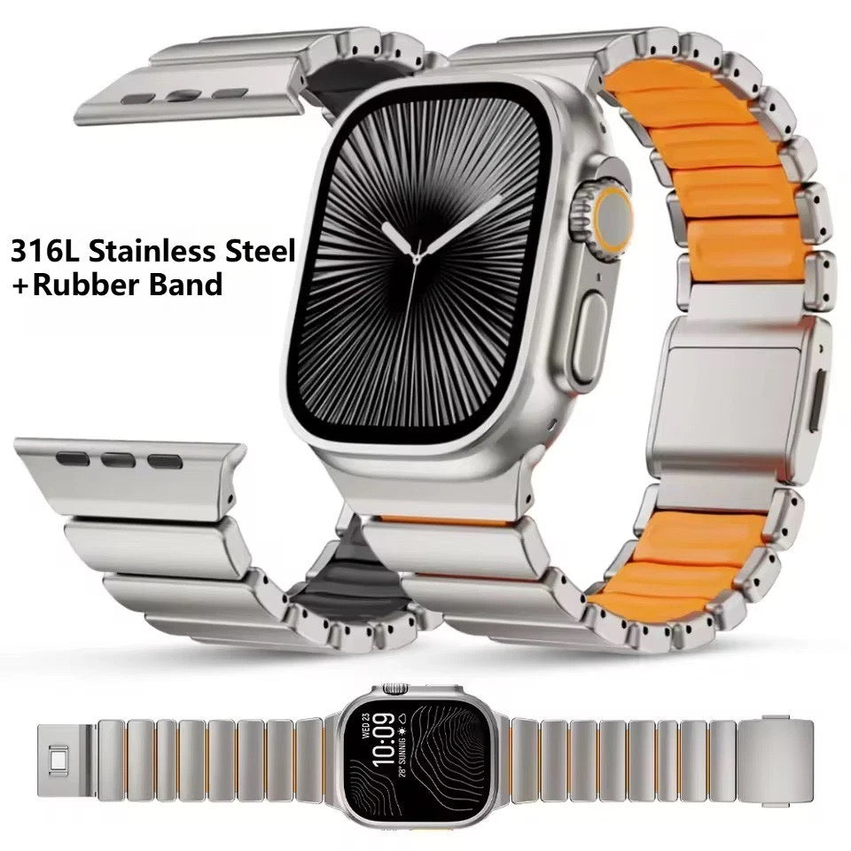 REDEFINE Magnetic Stainless Steel Silicone Rugged Band For Apple Watch 44/45/46/49 mm