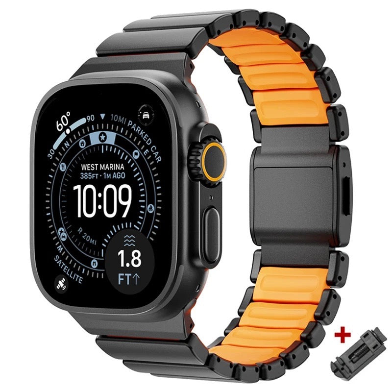 REDEFINE Magnetic Stainless Steel Silicone Rugged Band For Apple Watch 44/45/46/49 mm