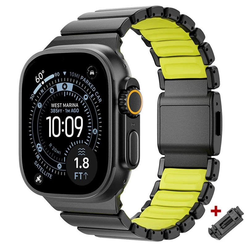 REDEFINE Magnetic Stainless Steel Silicone Rugged Band For Apple Watch 44/45/46/49 mm