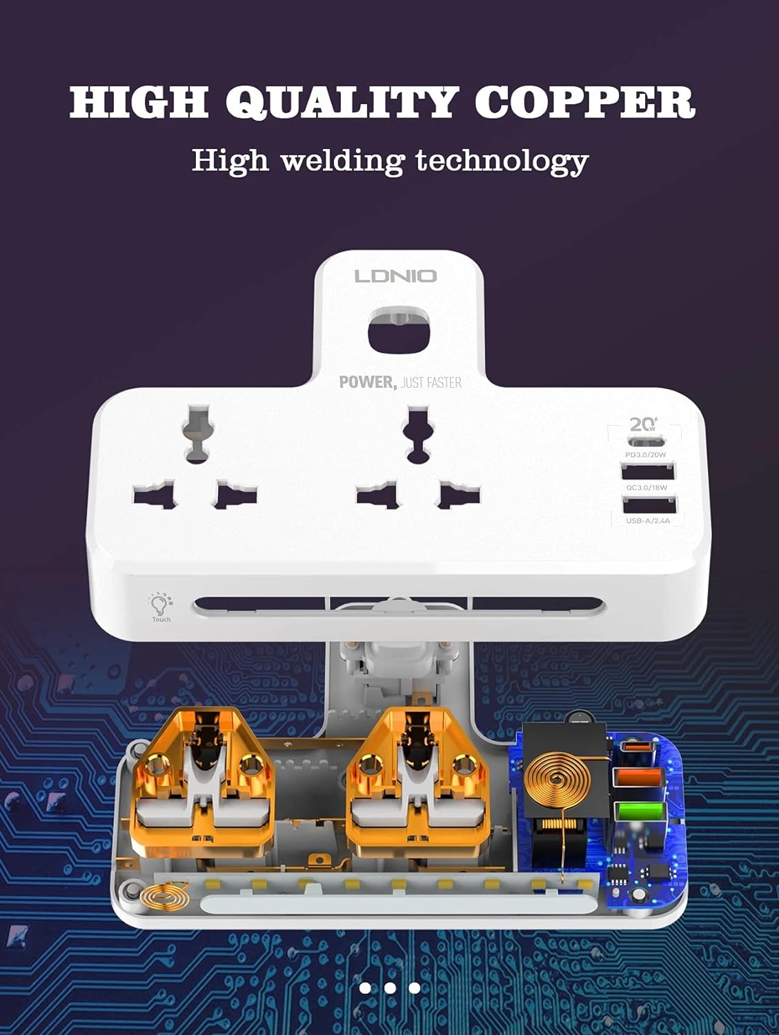 LDNIO SC2311 20W 3-Port USB Charger Extension Power Strip