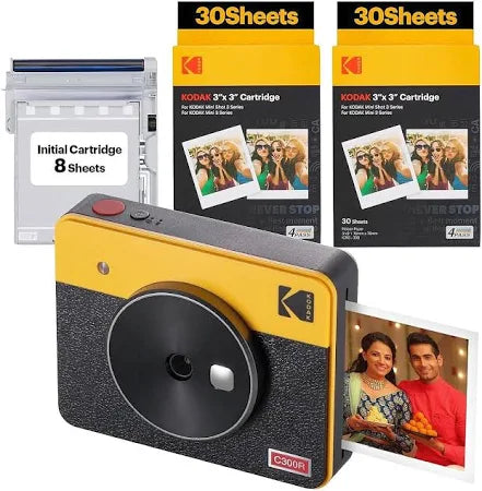 KODAK Mini Shot 3 Retro 4PASS 2-in-1 Instant Camera and Photo Printer (3×3 inches) + 68 Sheets Bundle.